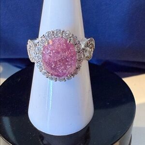 Elegant Pink and Silver Women's Ring